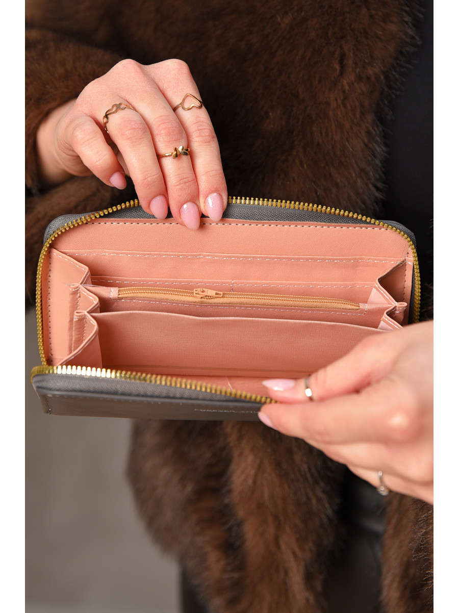 Гаманець жіночий з екошкіри темно-сірого кольору 317-32 209187C