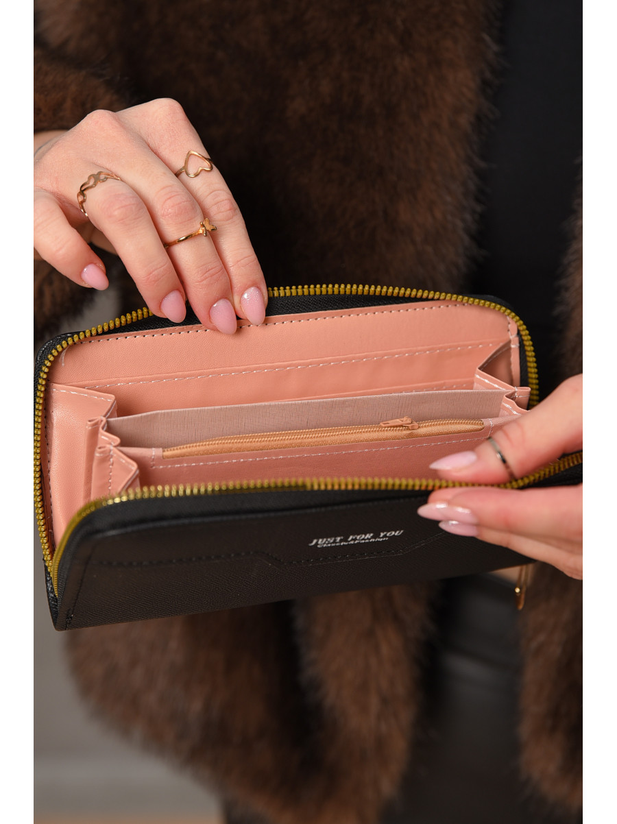 Гаманець жіночий з екошкіри чорного кольору 158-25 209194C