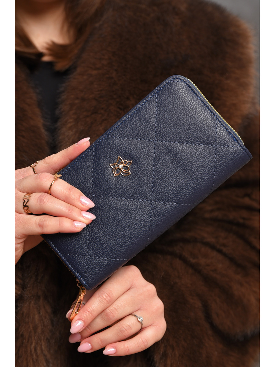 Гаманець жіночий з екошкіри темно-синього кольору 317-23 209197C