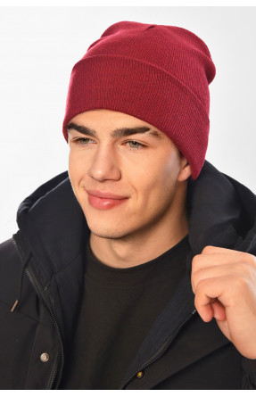 Шапка чоловіча бордового кольору 57069 209200C