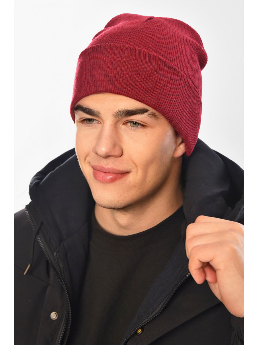 Шапка чоловіча бордового кольору 57069 209200C
