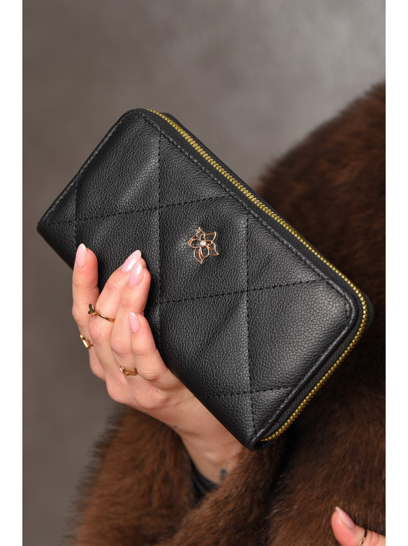 Гаманець жіночий з екошкіри чорного кольору 317-23 209202C