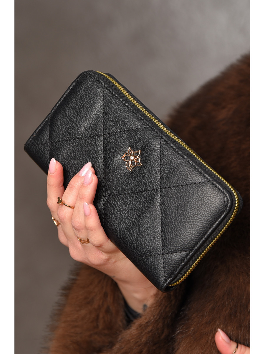 Гаманець жіночий з екошкіри чорного кольору 317-23 209202C