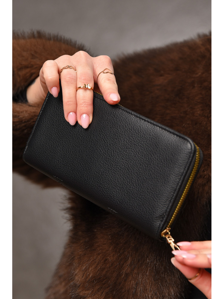 Гаманець жіночий з екошкіри чорного кольору 317-23 209202C