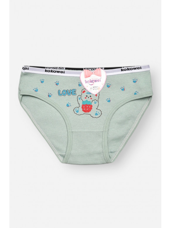Трусики детские для девочки зеленого цвета с принтом X7851 209226C