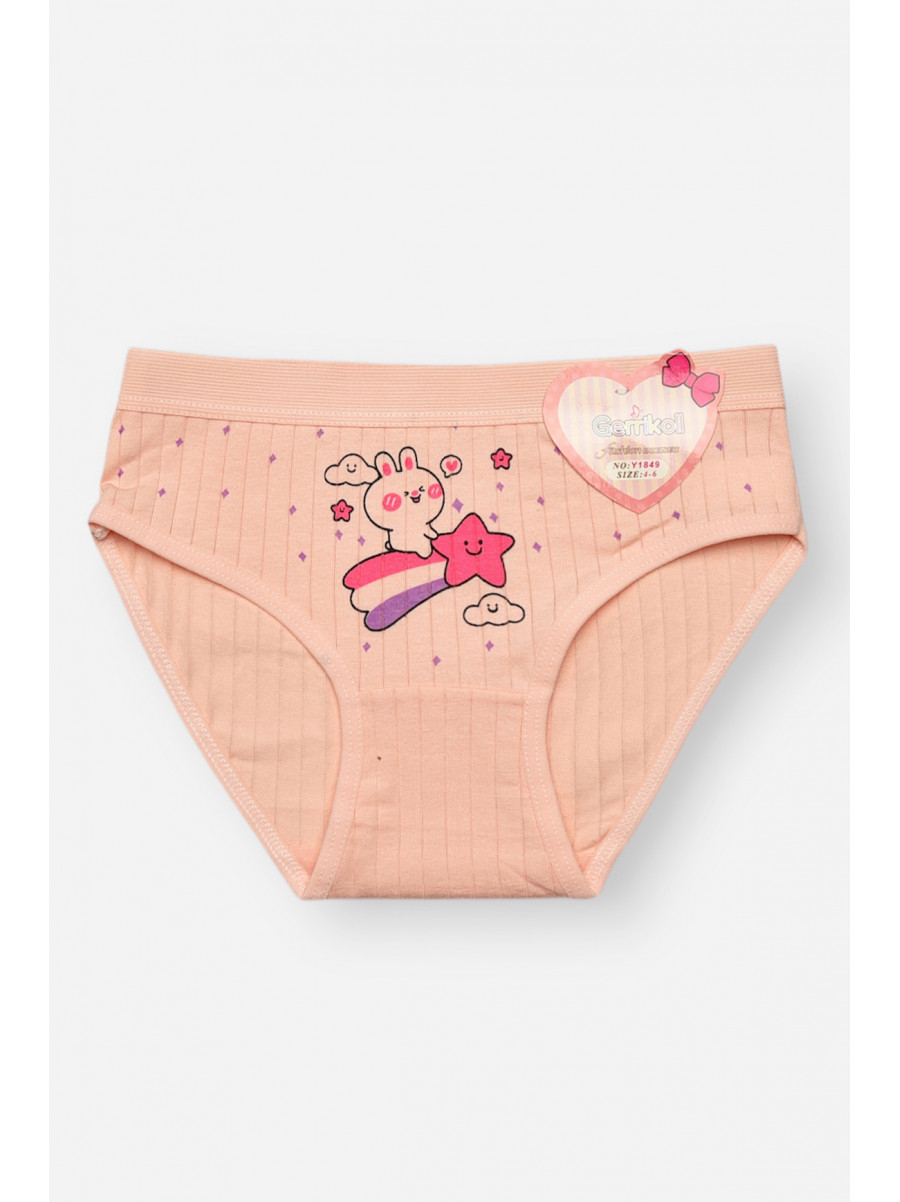 Трусики дитячі для дівчинки персикового кольору з принтом Y1849 209242C