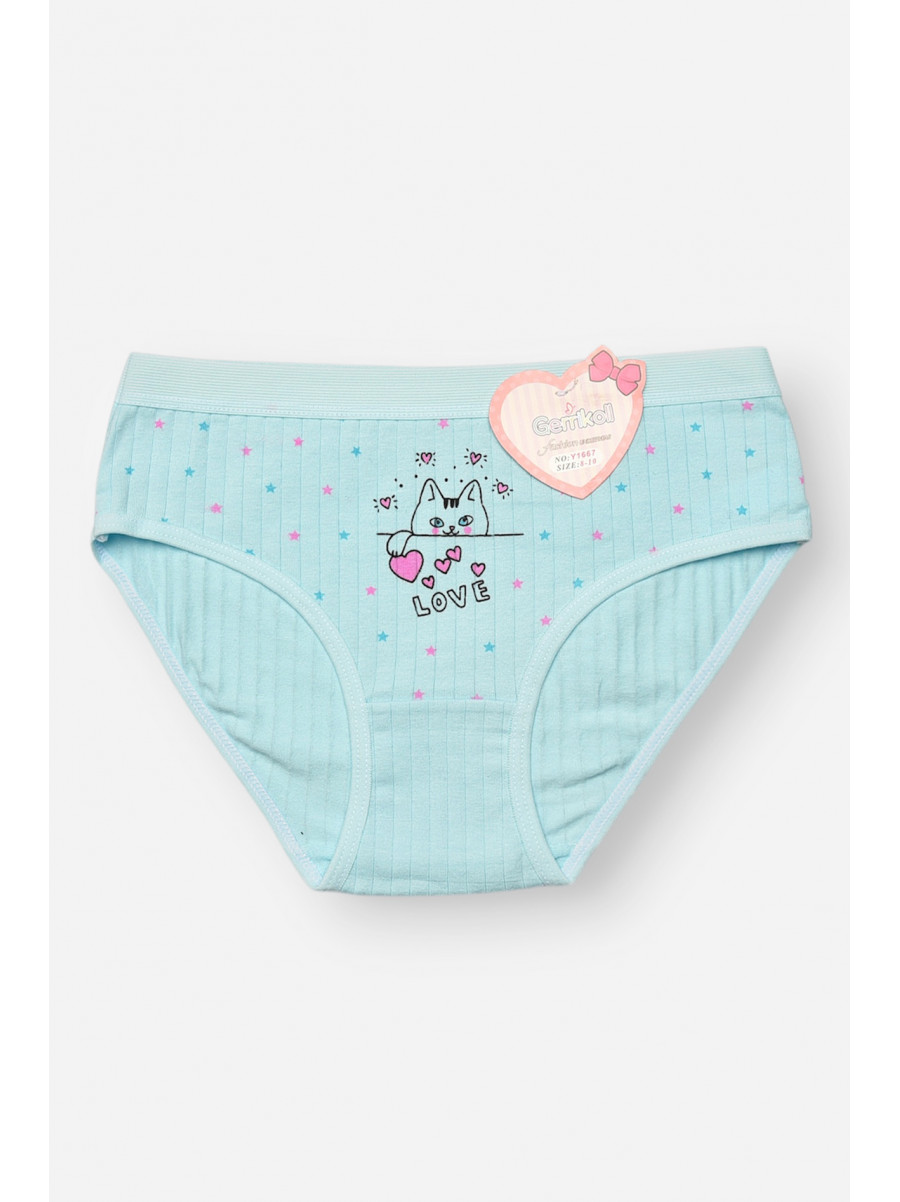 Трусики дитячі для дівчинки блакитного кольору з принтом Y1667 209253C