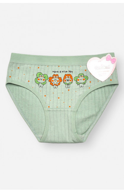 Трусики детские для девочки зеленого цвета с принтом Y1672 209256C