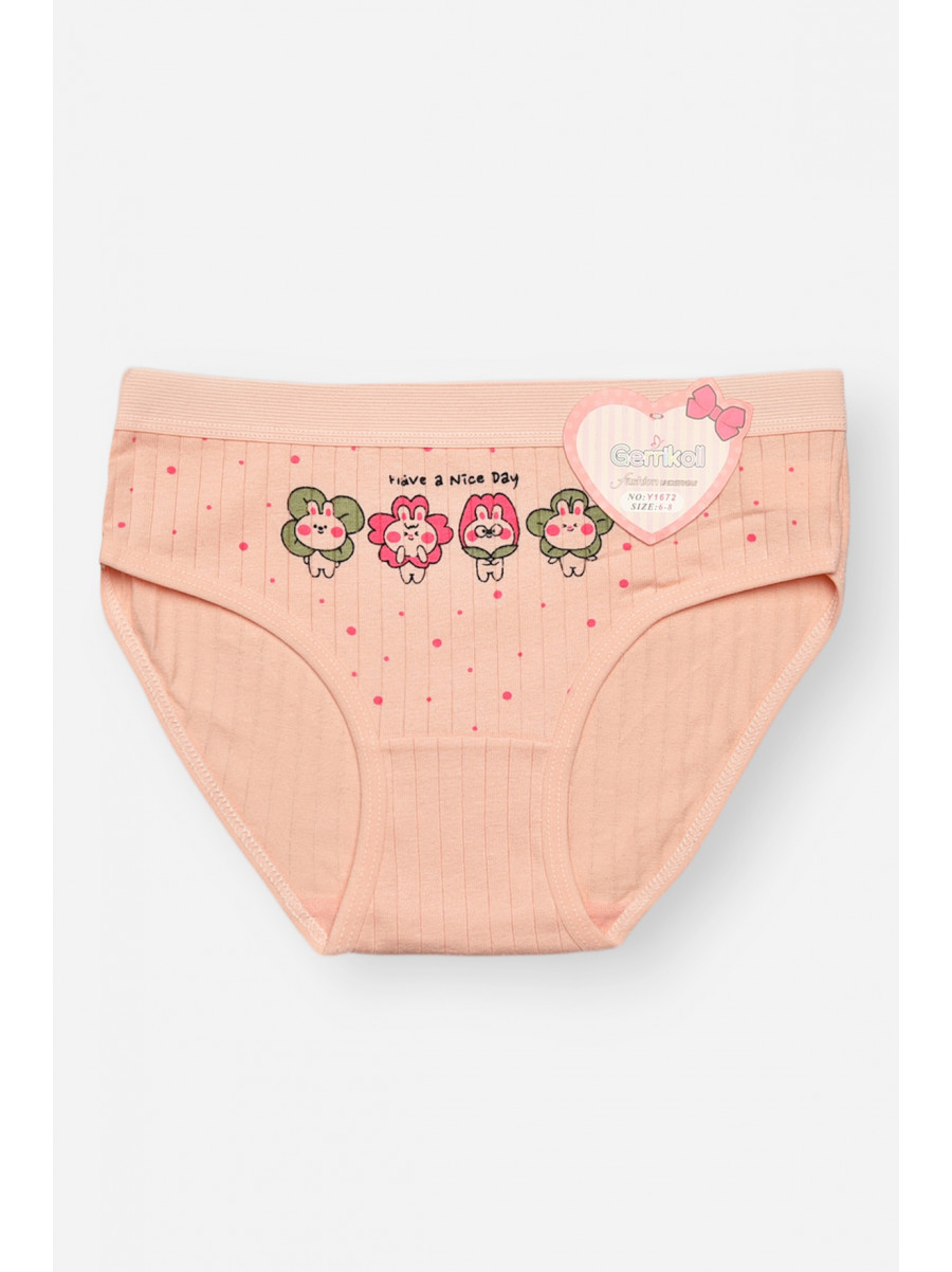 Трусики дитячі для дівчинки персикового кольору з принтом Y1672 209260C