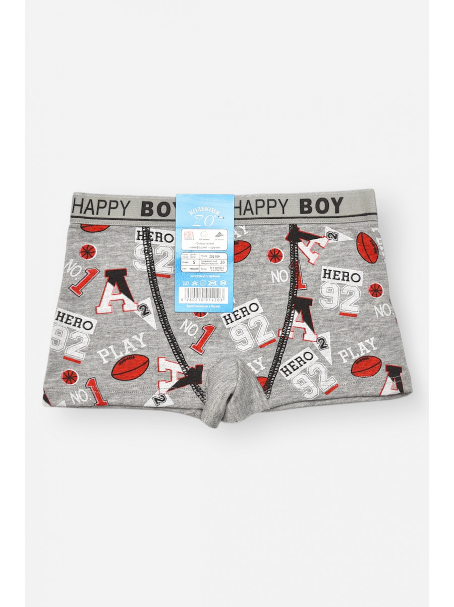 Боксери дитячі для хлопчика сірого кольору з принтом Z02109 209265C