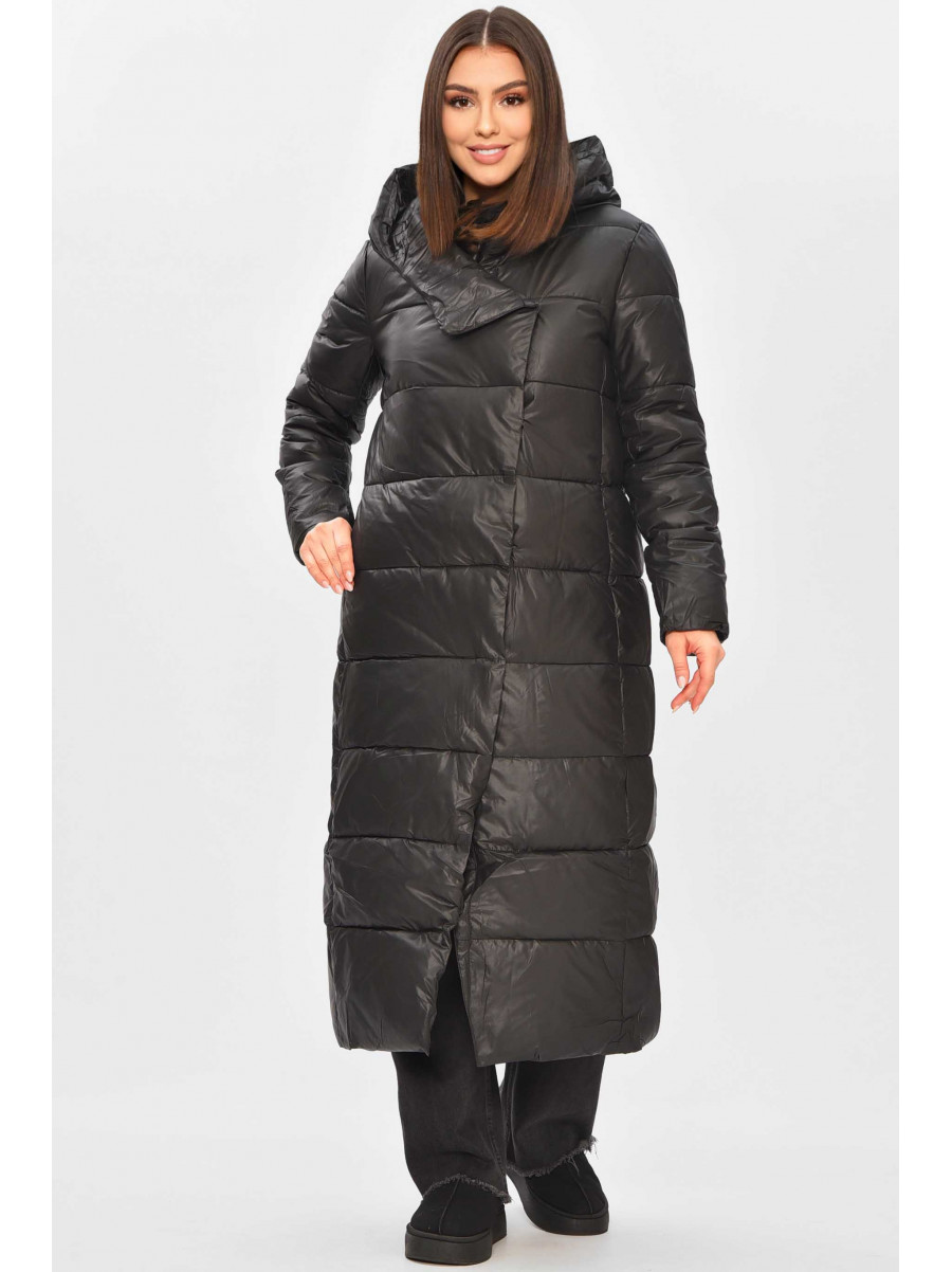 Куртка жіноча подовжена зима  чорного кольору 6871 209268C