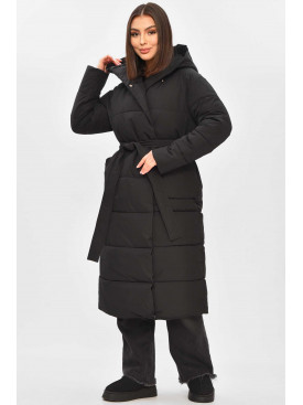 Куртка женская удлиненная зима черного цвета 9981 209269C