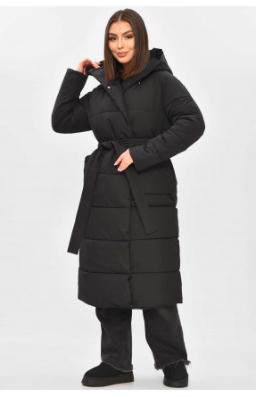 Куртка жіноча подовжена зима чорного кольору 9981 209269C