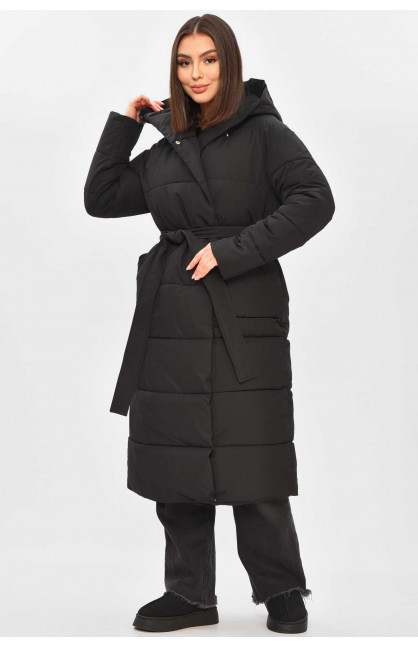 Куртка жіноча подовжена зима чорного кольору 9981 209269C