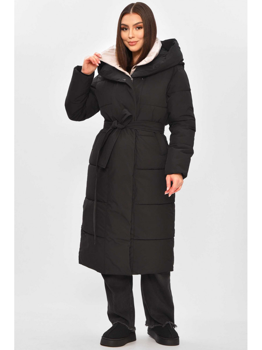 Куртка жіноча подовжена зима чорного кольору 9916 209270C