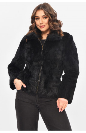 Шуба жіноча вкорочена чорного кольору P-142 209304C Шуба жіноча вкорочена чорного кольору P-142 209304C