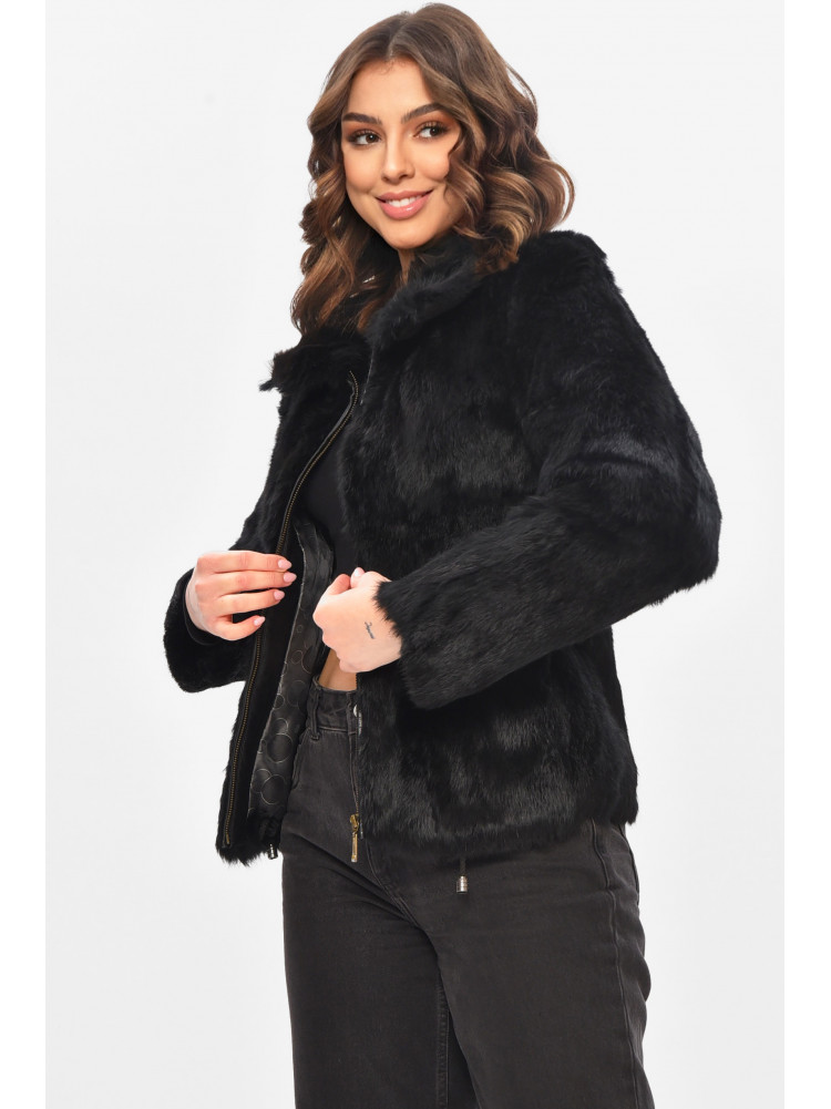 Шуба жіноча вкорочена чорного кольору P-142 209304C