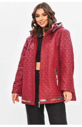 Куртка жіноча демісезонна напівбатальна бордового кольору 17-84 209305C Куртка жіноча демісезонна напівбатальна бордового кольору 17-84 209305C