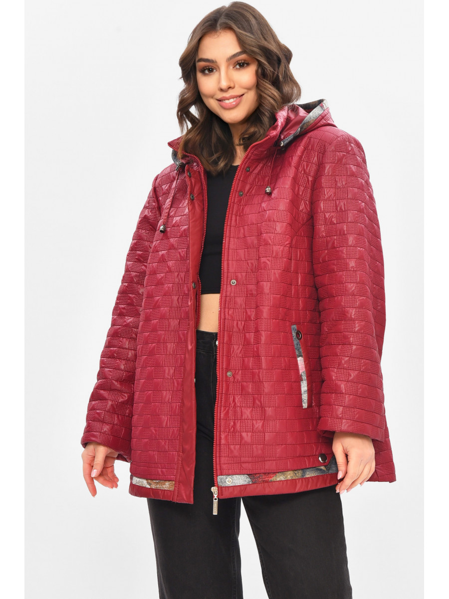 Куртка жіноча демісезонна напівбатальна бордового кольору 17-84 209305C