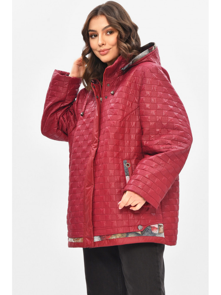 Куртка жіноча демісезонна напівбатальна бордового кольору 17-84 209305C