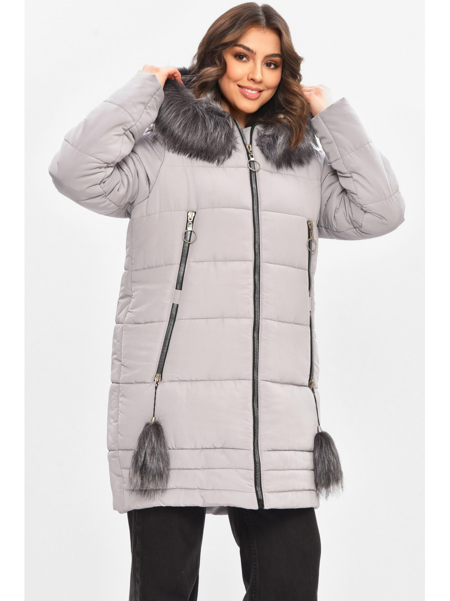 Куртка жіноча єврозима темно-сірого кольору 209308C