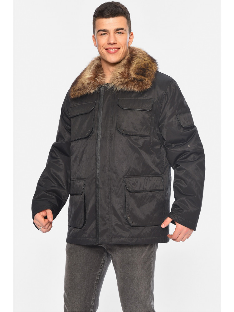 Куртка чоловіча напівбатальна єврозима чорного кольору Уцінка 28726 209317C