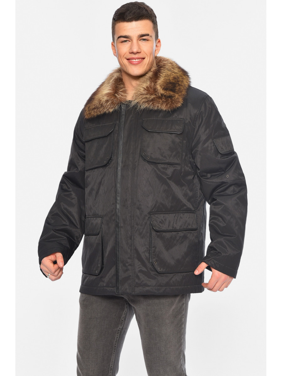 Куртка чоловіча напівбатальна єврозима чорного кольору Уцінка 28726 209317C