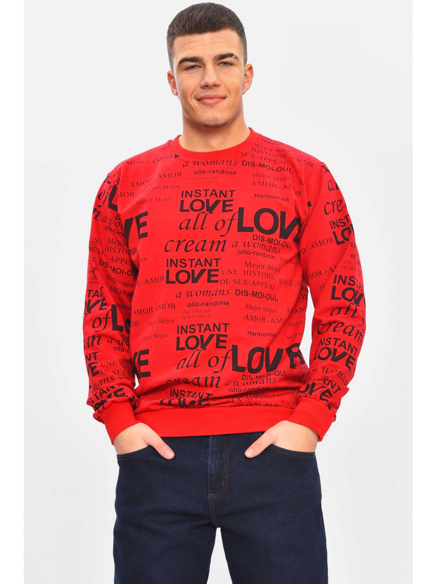 Світшот чоловічий червоного кольору з принтом 209318C