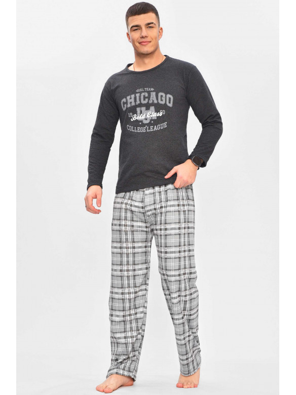 Піжама чоловіча темно-синього кольору з принтом 16385 209325C