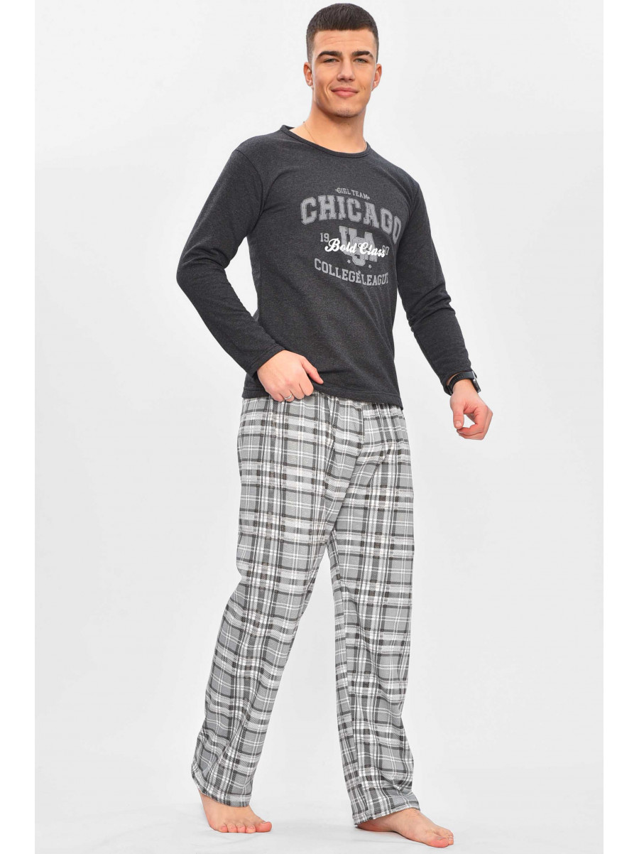 Піжама чоловіча темно-синього кольору з принтом 16385 209325C