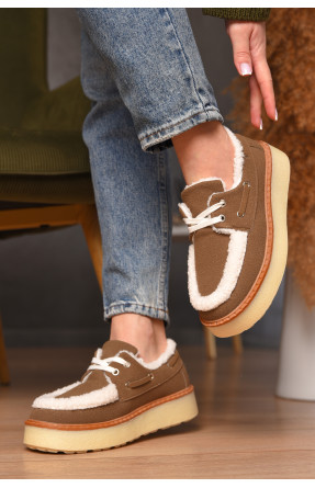 Лоферы женские на меху светло-бежевого цвета N101-4 209328C Лоферы женские на меху светло-бежевого цвета N101-4 209328C