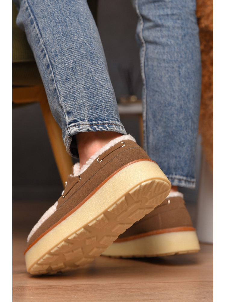 Лоферы женские на меху светло-бежевого цвета N101-4 209328C