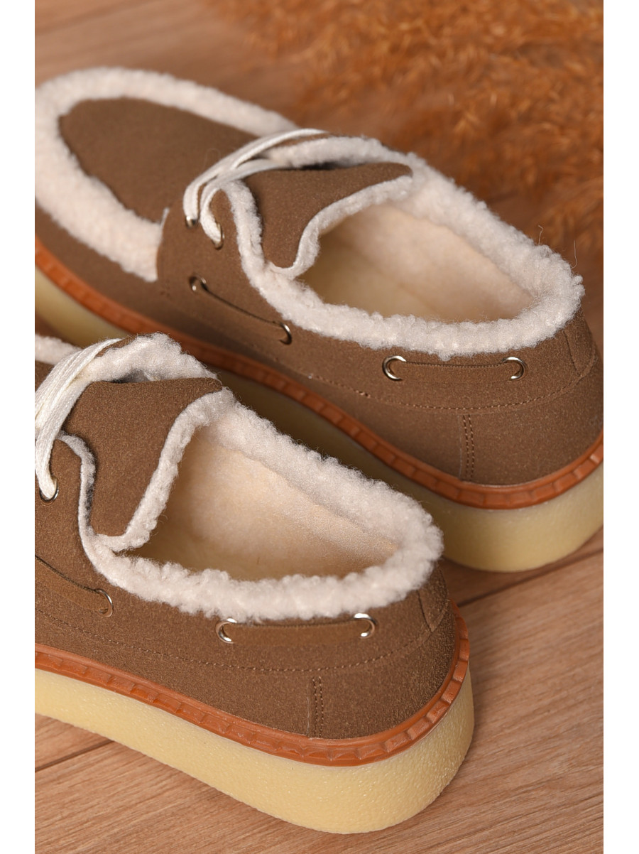 Лоферы женские на меху светло-бежевого цвета N101-4 209328C