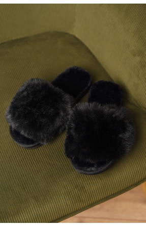 Тапочки домашние женские меховые черного цвета 88С 209333C