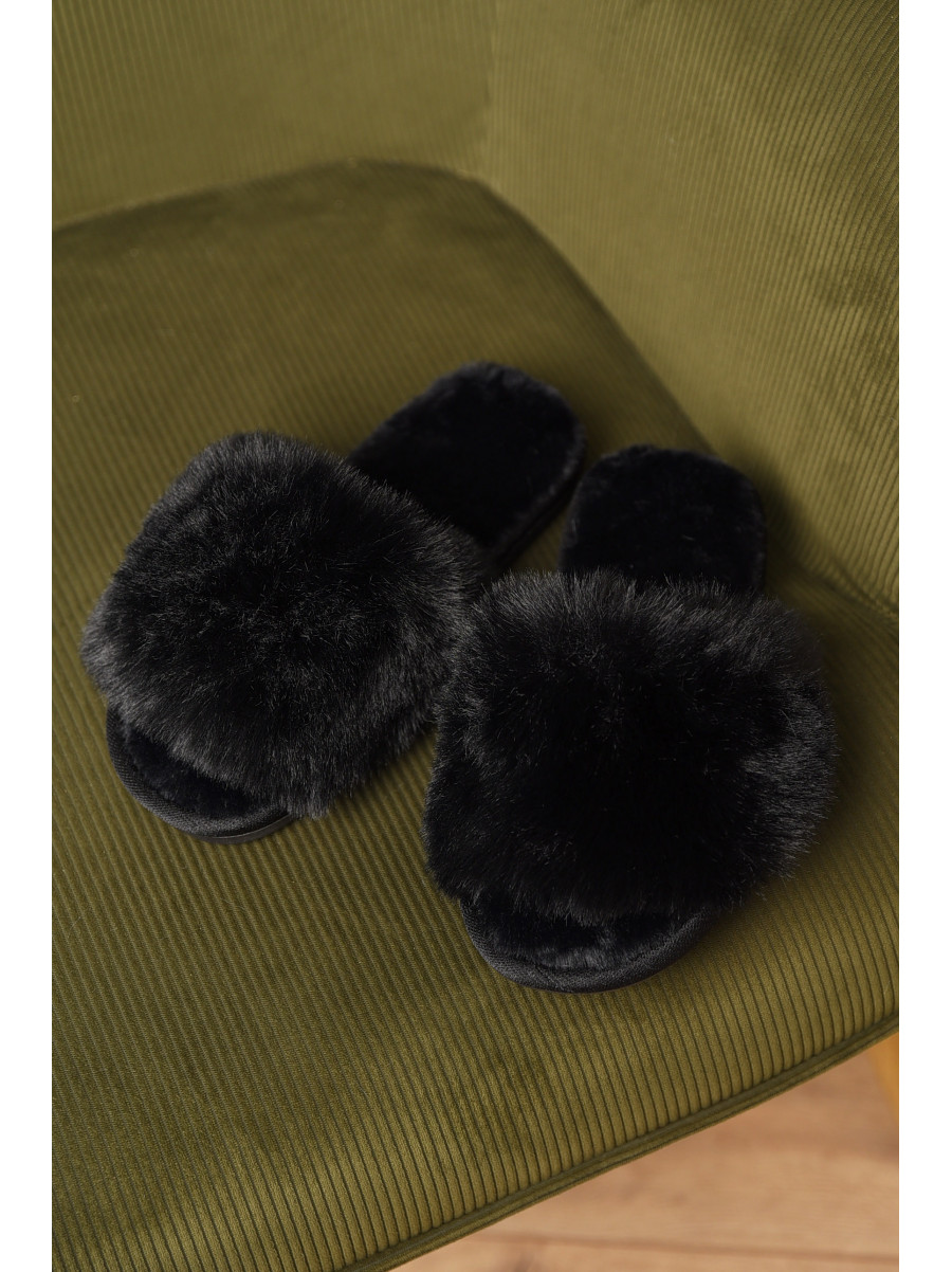 Тапочки домашние женские меховые черного цвета 88С 209333C