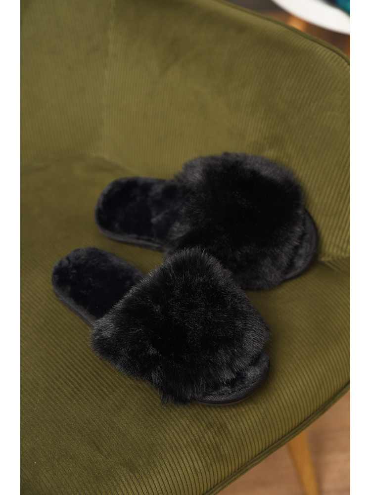 Тапочки домашние женские меховые черного цвета 88С 209333C