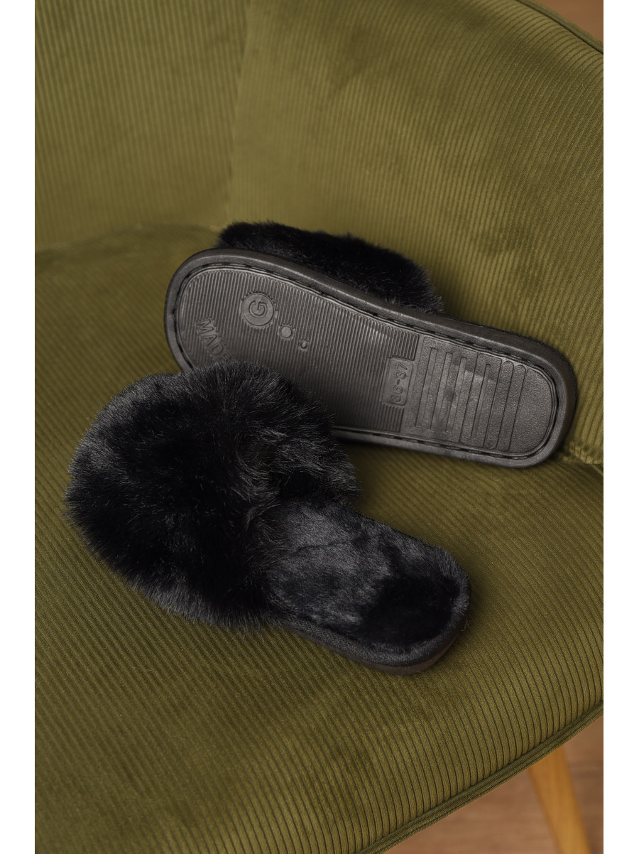 Тапочки домашние женские меховые черного цвета 88С 209333C