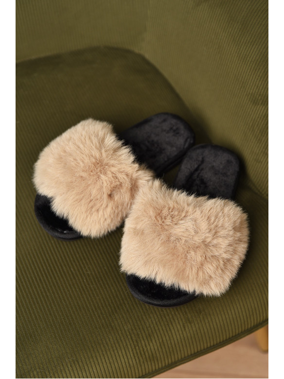 Тапочки домашние женские меховые бежевого цвета 88С 209334C