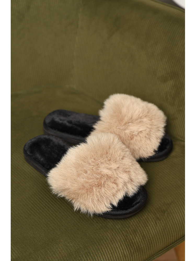Тапочки домашние женские меховые бежевого цвета 88С 209334C