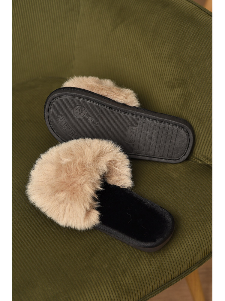 Тапочки домашние женские меховые бежевого цвета 88С 209334C