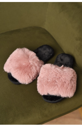 Тапочки домашние женские меховые пудрового цвета 88С 209335C