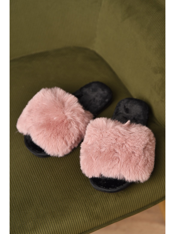 Тапочки домашние женские меховые пудрового цвета 88С 209335C
