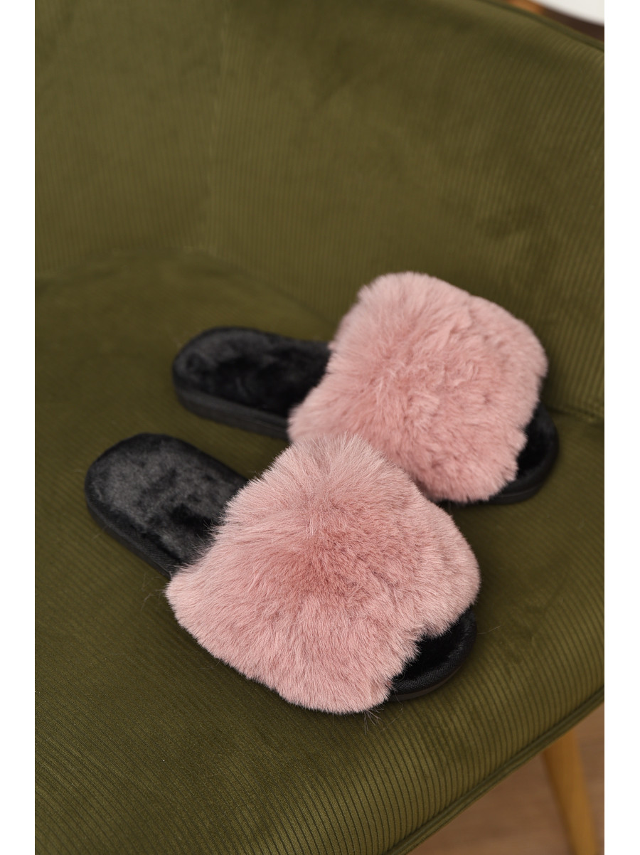 Тапочки домашние женские меховые пудрового цвета 88С 209335C
