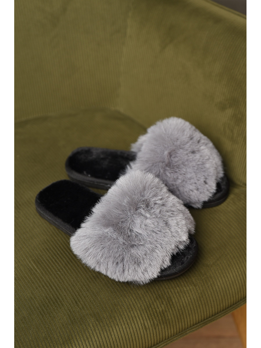 Тапочки домашние женские меховые серого цвета 88С 209336C