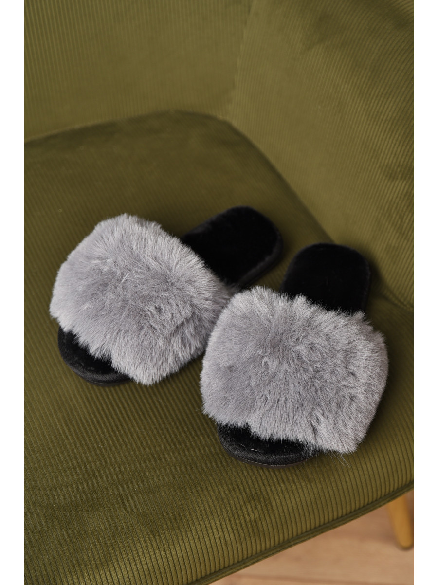 Тапочки домашние женские меховые серого цвета 88С 209336C