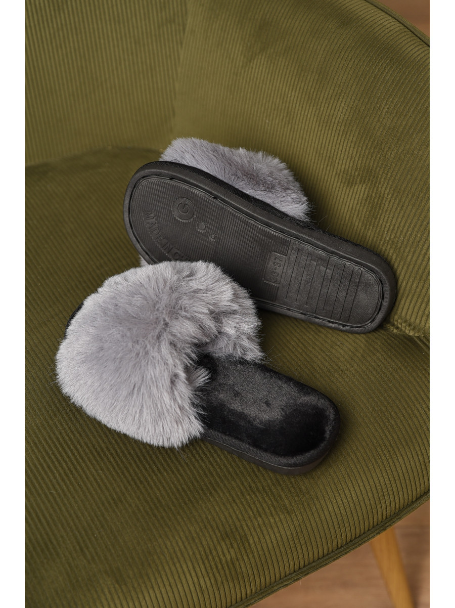 Тапочки домашние женские меховые серого цвета 88С 209336C