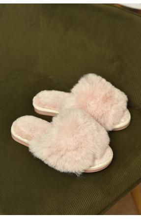 Тапочки домашние женские меховые светло-бежевого цвета р-2 209337C