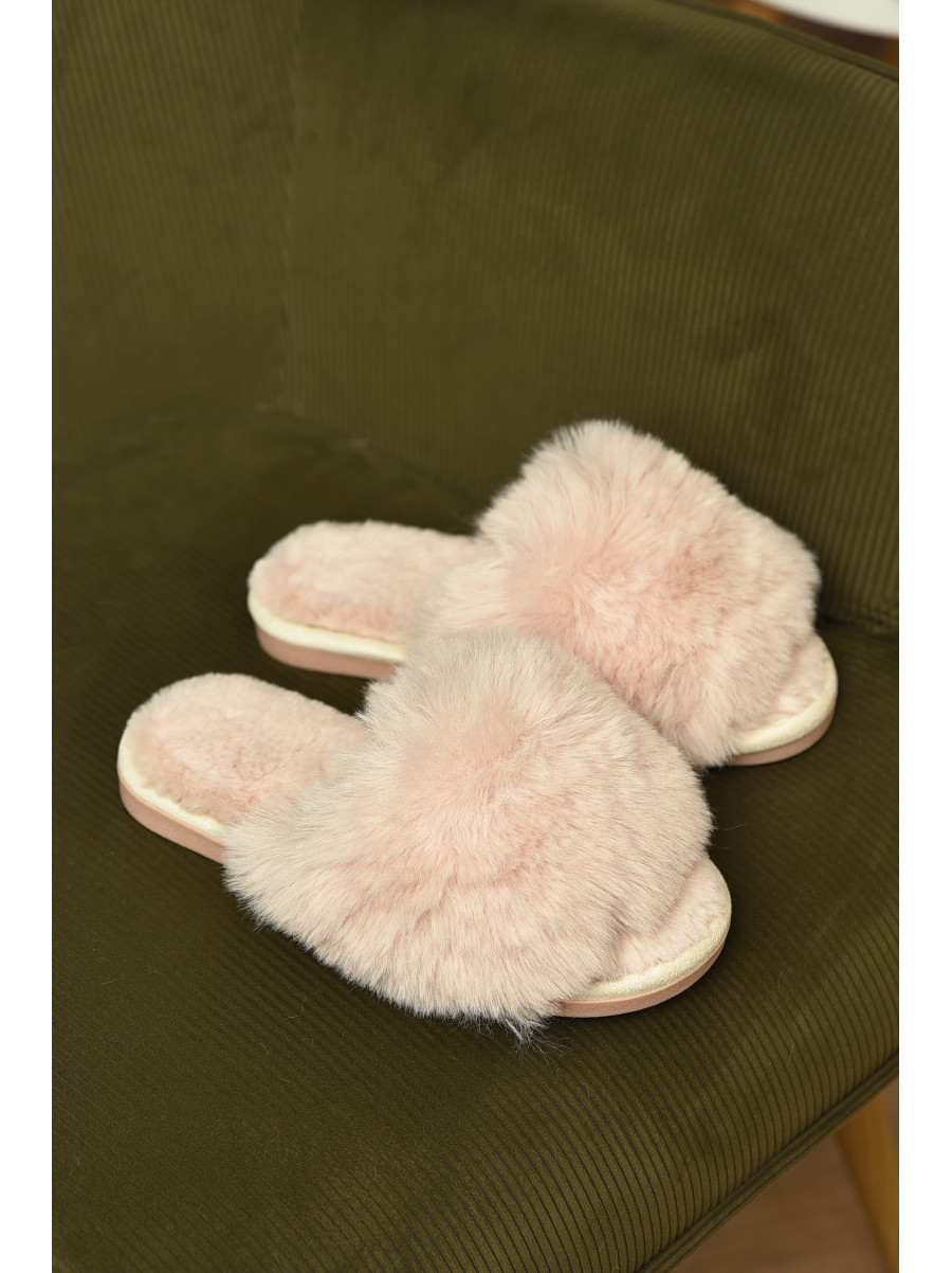 Тапочки домашние женские меховые светло-бежевого цвета р-2 209337C