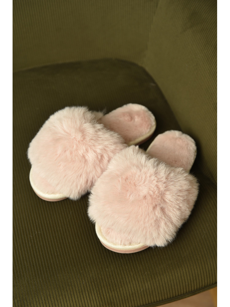 Тапочки домашние женские меховые светло-бежевого цвета р-2 209337C