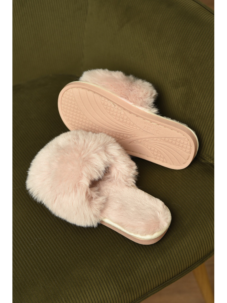 Тапочки домашние женские меховые светло-бежевого цвета р-2 209337C